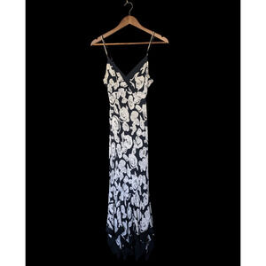 VTG 90s Y2K White House Black Market Floral Bias Cut Dress Size 2 V Neck Strappy